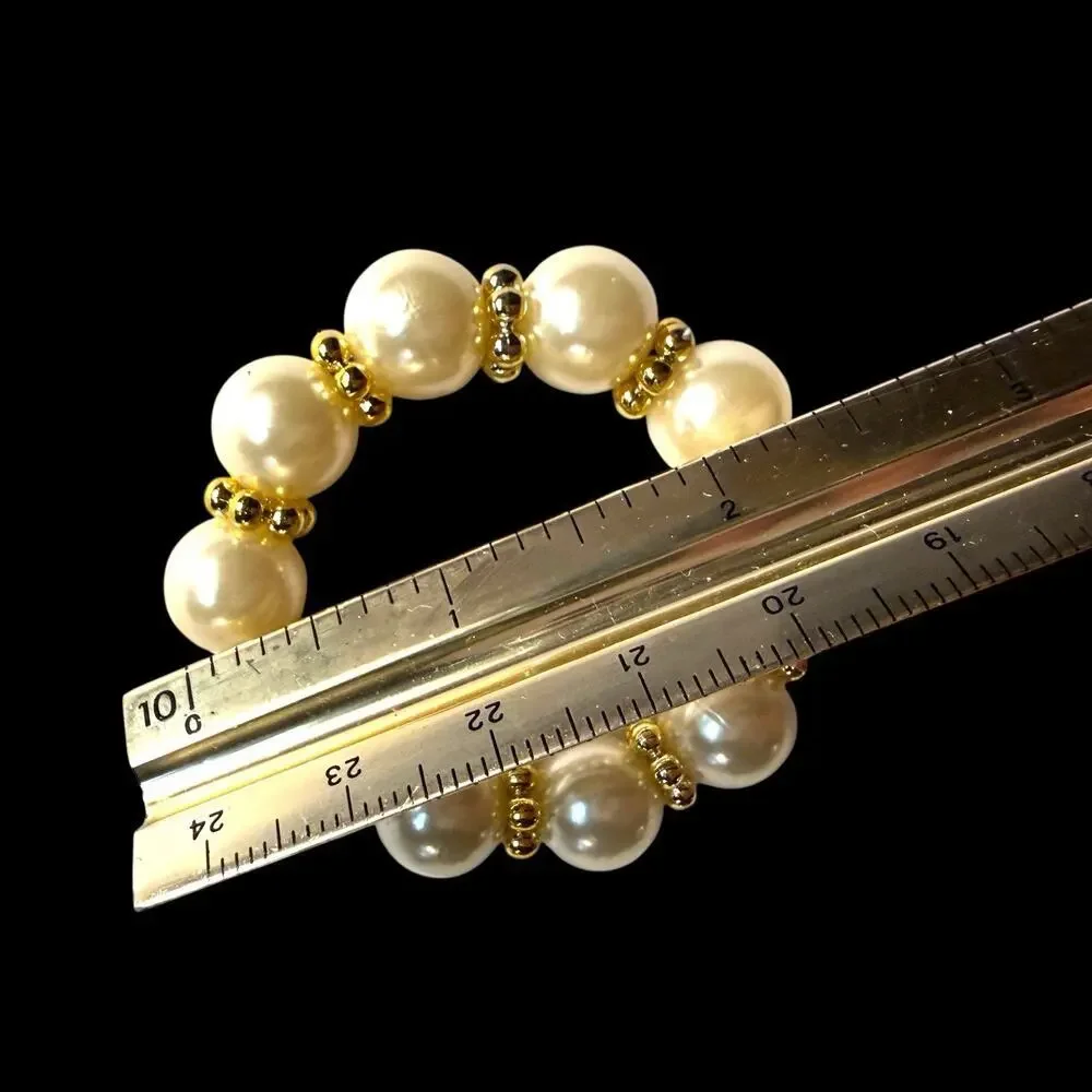Faux Pearl And Gold Tone Spacer Napkin Rings Set Of 10